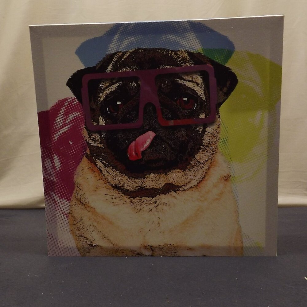 Canvas Painting Pug with Glasses